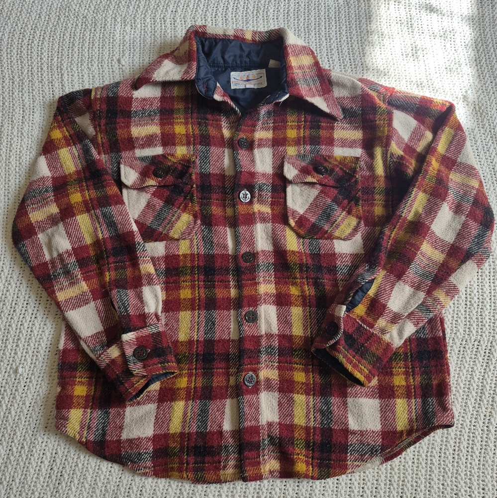 CPO Shirt Wool Jacket Men’s Medium Plaid 70s 80s Shacket Lumberjack Hunting VTG